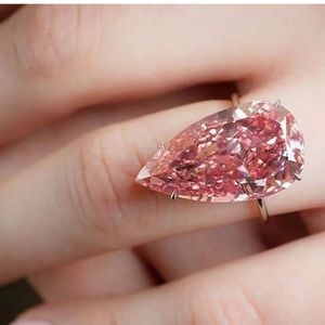 LAST 1! 18k Rose Gold Pear Cut Pink Sapphire Ring in size 7